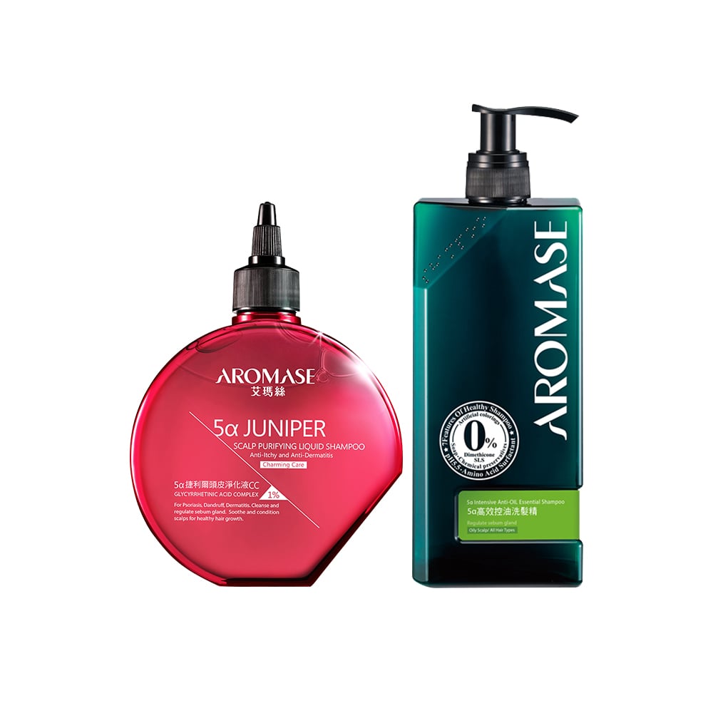 AROMASE 5α Juniper Scalp Purifying Liquid Shampoo-Charming care 260ml + 5α Intensive Anti-Oil Essential Shampoo 400ml