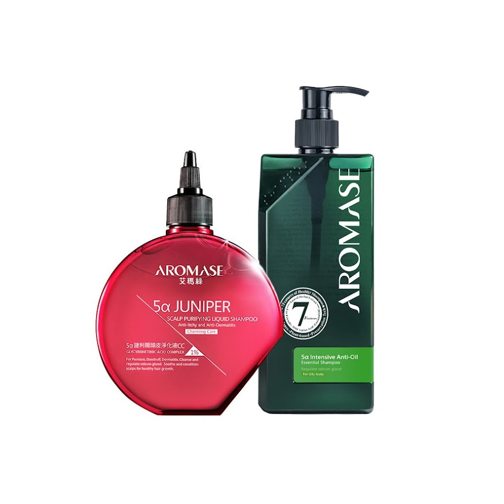 AROMASE 5α Juniper Scalp Purifying Liquid Shampoo-Charming care 260ml + 5α Intensive Anti-Oil Essential Shampoo 400ml