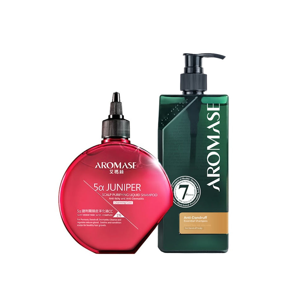 AROMASE 5α Juniper Scalp Purifying Liquid Shampoo-Charming Care 260ml + Aromase Anti-Dandruff Shampoo(Anti-itchy and Dermatitis Essential Shampoo) 400ml