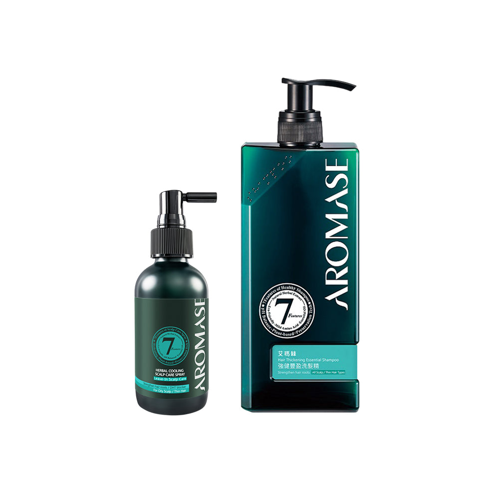 Aromase Hair Thickening Essential Shampoo 400ml + Aromase Herbal Cooling Scalp Care Spray 115ml