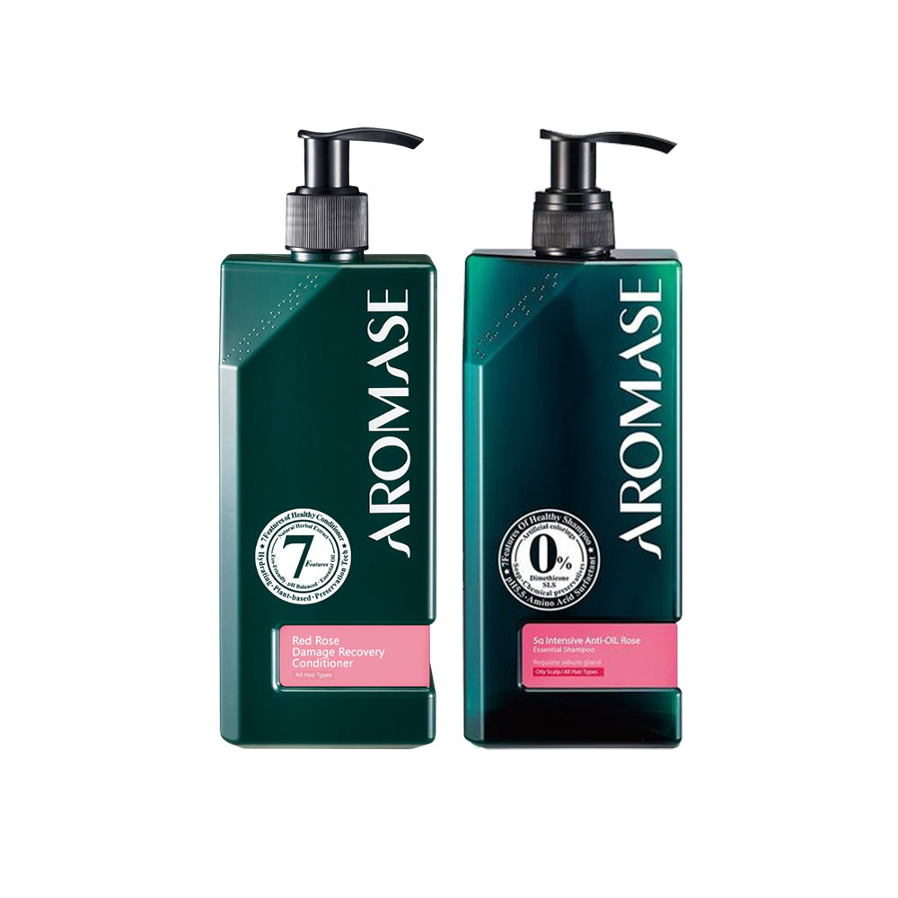 Aromase 5α Intensive Anti-Oil Rose Essential Shampoo 400ml + Red Rose Damage Recovery Conditioner 400ml