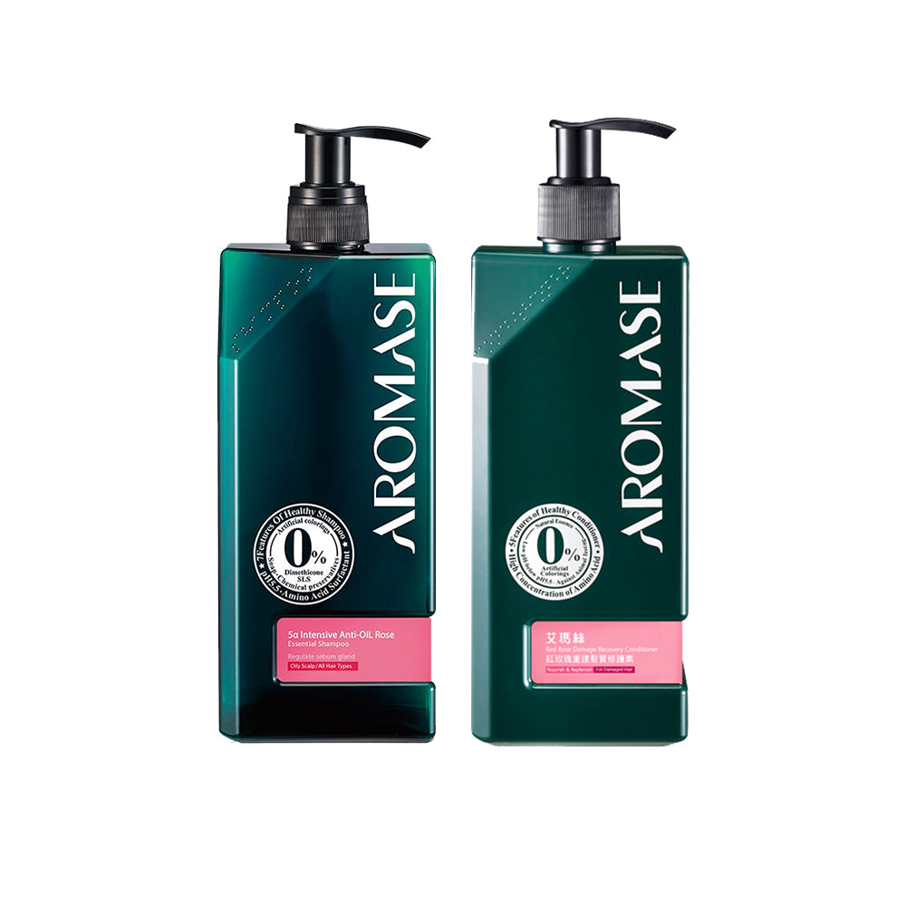 Aromase 5α Intensive Anti-Oil Rose Essential Shampoo 400ml + Red Rose Damage Recovery Conditioner 400ml