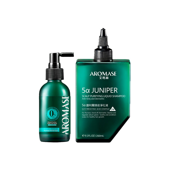 AROMASE 5α Juniper Scalp Purifying liquid Shampoo 260ml + Herbal Cooling Scalp Care Spray 115ml
